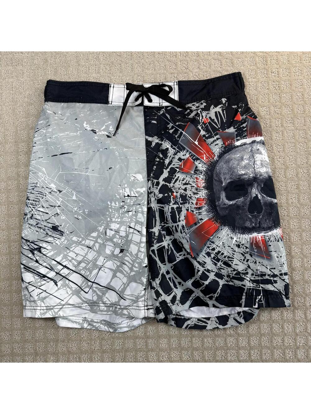 MMA Elite Skull Board Shorts Y2K Fight Swim 34 Large